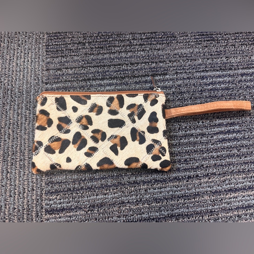 The Royal Standard Leopard Print Cowhide Wristlet Clutch